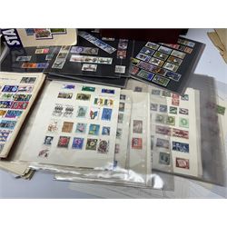 Stamps including Great British first day covers mostly with printed addresses and special postmarks, Barbados, Bermuda, British Honduras, Malawi, Malaya, Singapore, other World stamps etc, housed in albums, folder and loose, in one box