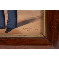 Patrick Wybrant (Irish 1816-1894): Portrait of a Dandy, watercolour inscribed 'Wybrant Artist Scarbro' and dated 1853, 28cm x 20.5cm