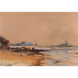 Frank Henry Mason (Staithes Group 1875-1965): Scarborough from Cornelian Bay & Sailing Vessels off the Scarborough Coast, pair watercolours signed 23cm x 34cm (2)