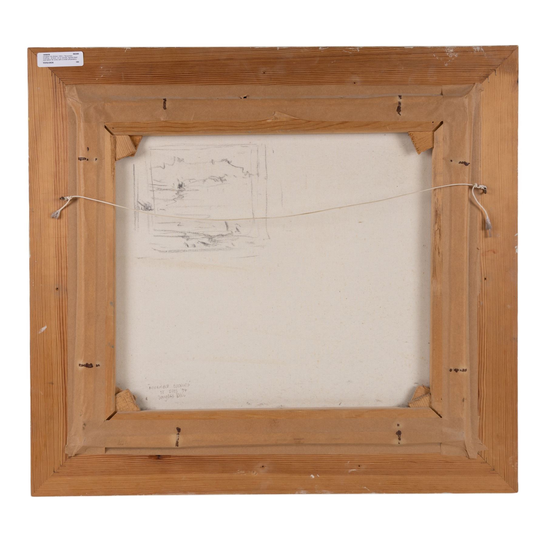 Douglas Hill (British 1953-): 'November Evening - St Ives', oil on canvas, signed titled and dated '94 verso with a small preparatory ink sketch 40cm x 45cm