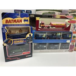 Thirty-eight modern die-cast models/sets  including Corgi and Lledo 1:76 scale Trackside vehicles; Unimax, Atlas and other tanks; TV & film related; advertising and promotional; QEII 80th Birthday etc; all but one boxed (38)