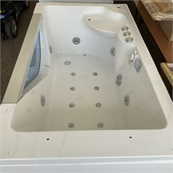 Acrylic Jacuzzi bath with ceiling mounted shower head panel (side panels missing) - THIS LOT IS TO BE COLLECTED BY APPOINTMENT FROM DUGGLEBY STORAGE, GREAT HILL, EASTFIELD, SCARBOROUGH, YO11 3TX