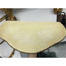 Five various giltwood and other hall brackets, one with marble top; and Viking ship table lamp