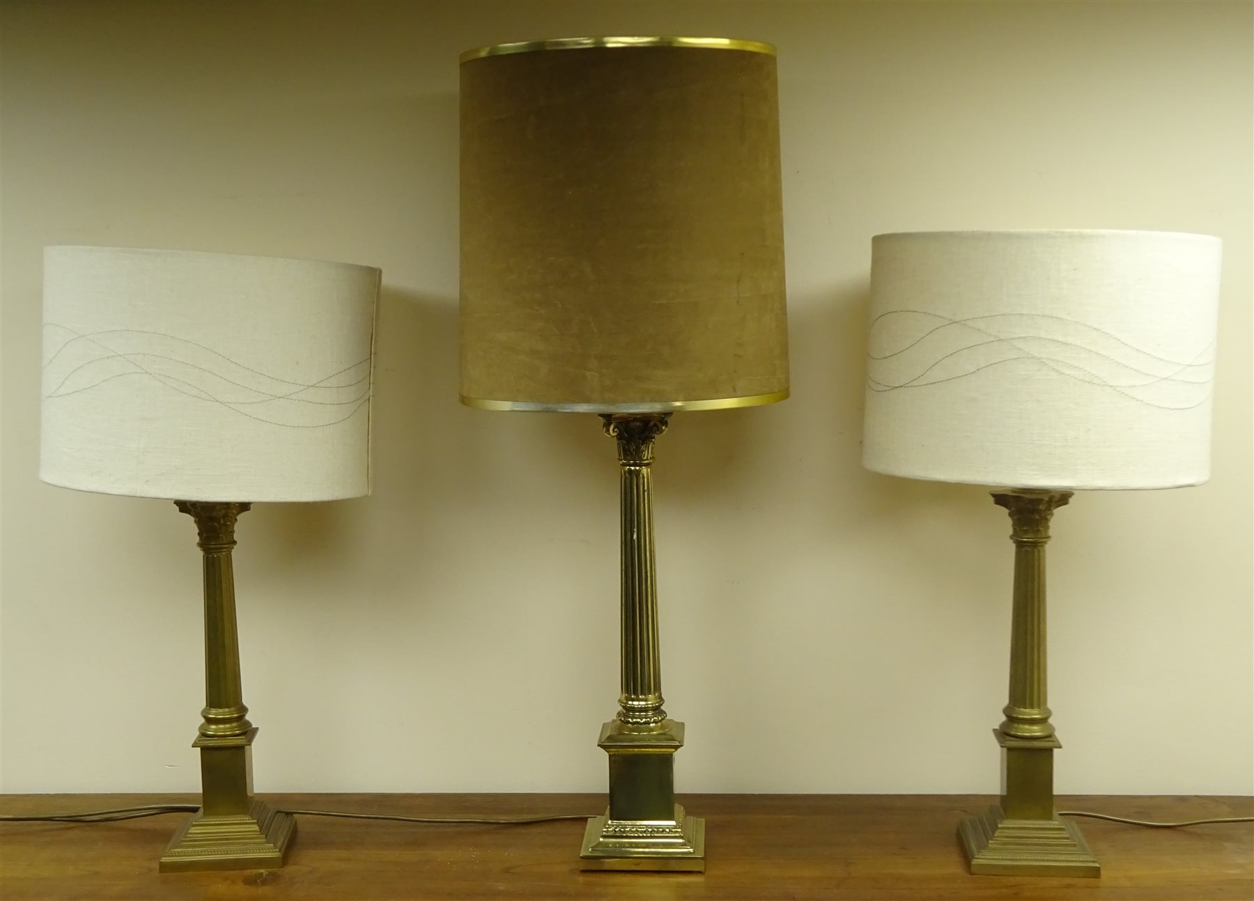 Pair Laura Ashley Brass Corinthian, Laura Ashley Antique Brass Table Lamp