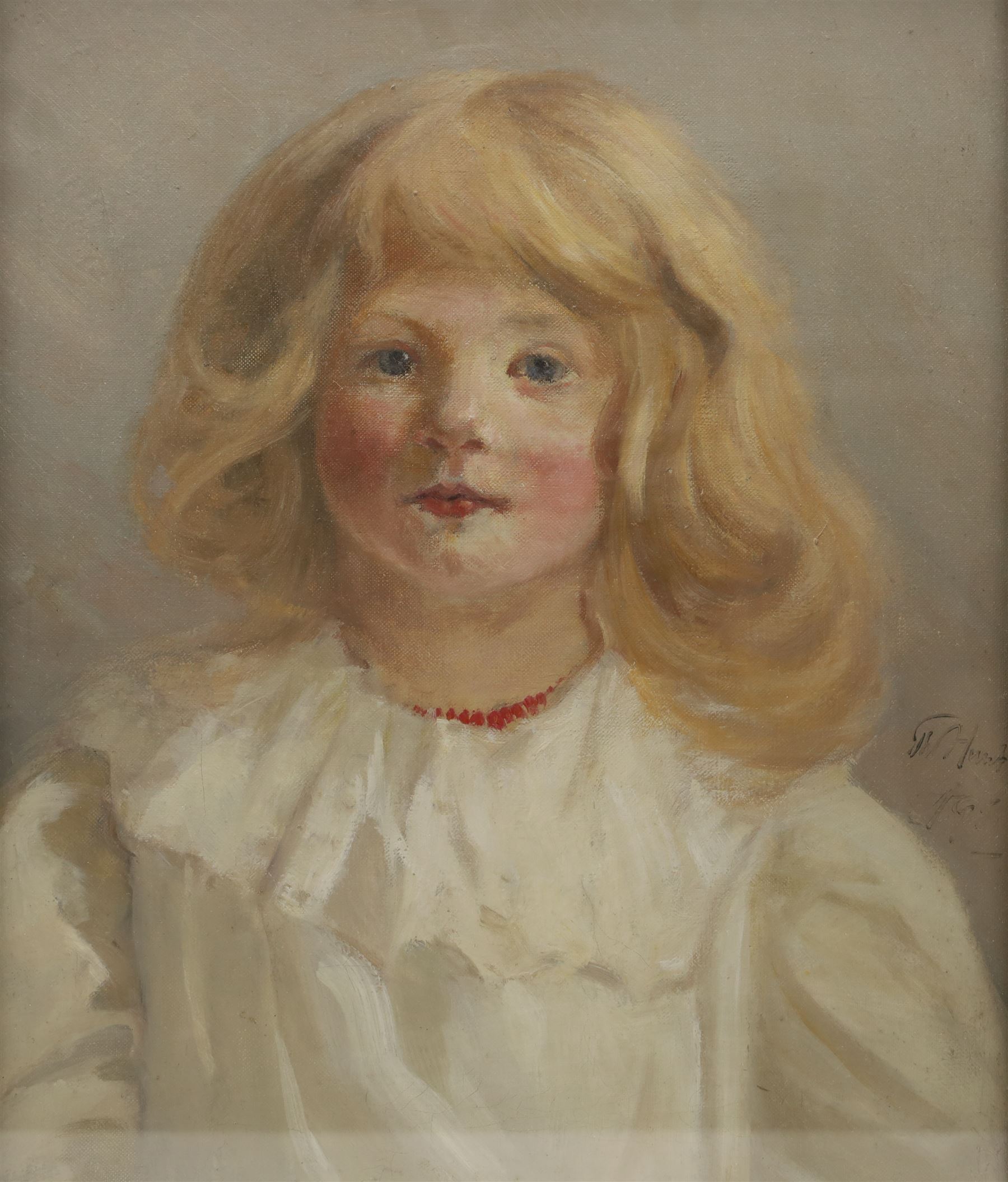 English School (Mid-20th century): Portrait of 'Christina May Wilson Daughter of Dr AD Wilson - Killin Perthshire', oil on canvas indistinctly signed and dated, titled verso 49.5cm x 39cm