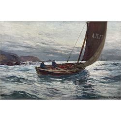 Andrew Black RSW (Scottish 1850-1916): Ayr Fishing Boat Rounding the Coast, oil on canvas signed 30cm x 45cm