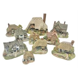 Ten Lilliput Lanes, comprising from Midlands Region Witham Delph, Jun and Disorderly, From South West Region Puffin Row, Moonlight Cove, The Cuddy, and from South West Region, The Rustlings, Saxton Cottage (1988), Marigold Meadow, Calendar Cottage and Little Lupins, all with boxes and deeds 