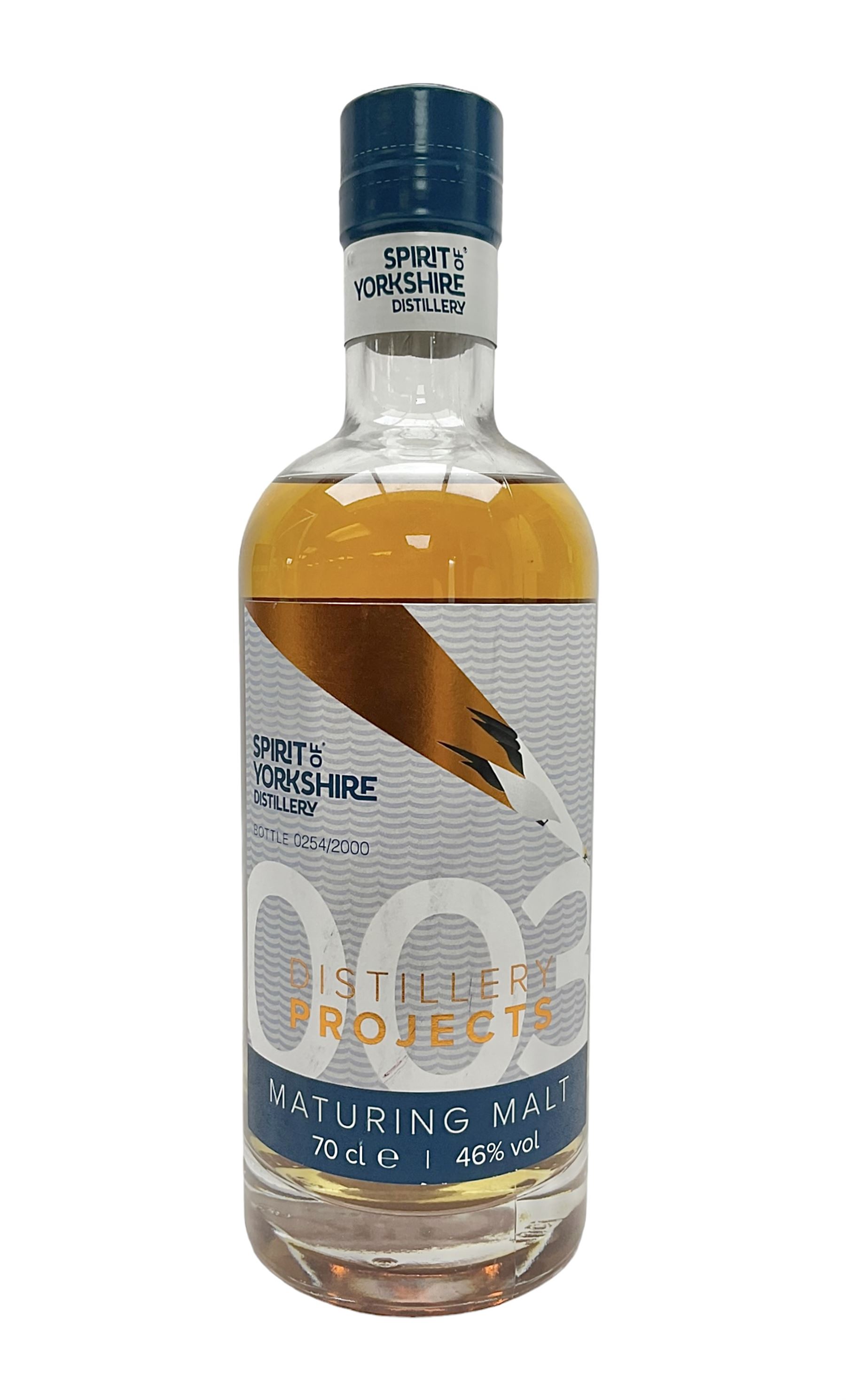 Spirit of Yorkshire Distillery, distillery projects maturing malt, project number 3, limited edition 254/2000, 70cl, 46% vol