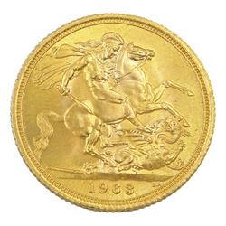 Queen Elizabeth II 1963 gold full sovereign coin 