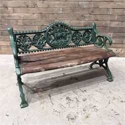 Cast iron and wood slatted garden bench