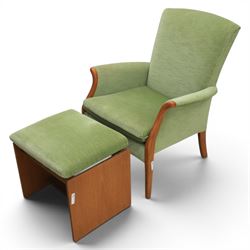 Parker Knoll - 'Froxfield' green armchair with associated stool