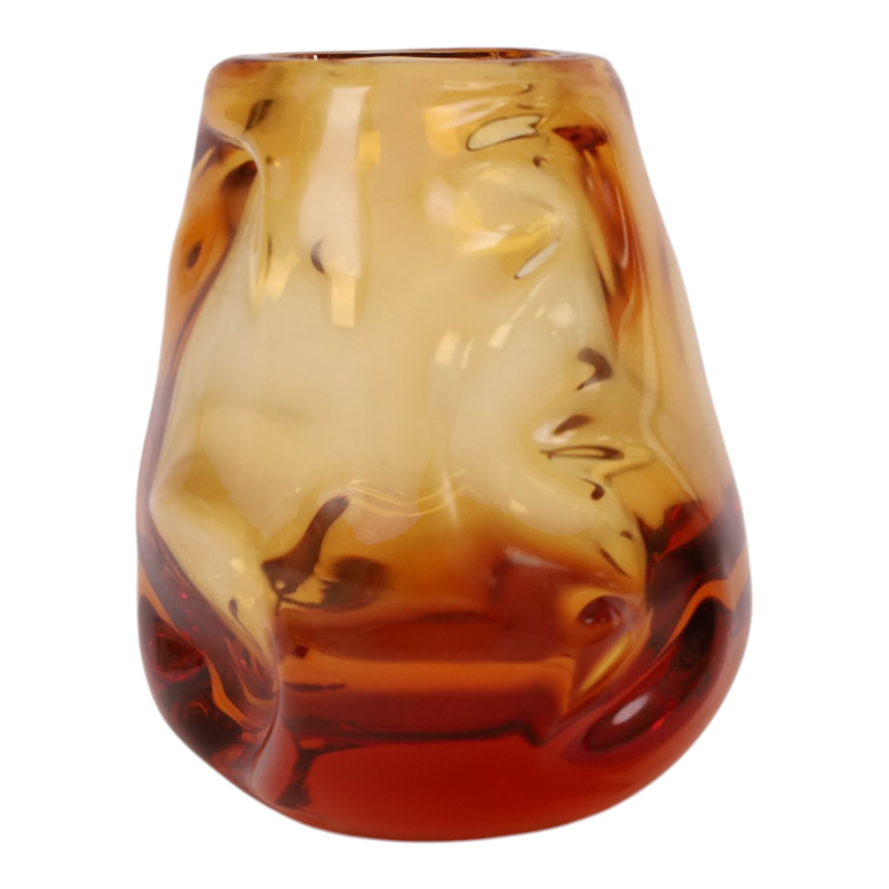 Whitefriars amber Knobbly glass vase, H15cm