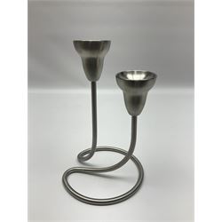 Georg Jensen two-branch swing candelabrum in matte stainless steel, H22cm