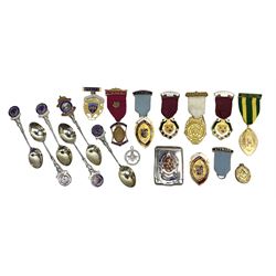 Masonic and similar jewels/medals to include medals from 1958, 1978, 1963, , together with other Masonic silver teaspoons, silver case, and other related items