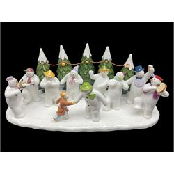 Coalport Characters The Snowman; The Snowman's Party, modeled as the party scene from the snowman, limited edition 316 of 500, with certificate and original box, H16cm L47cm   