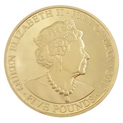 Queen Elizabeth II Isle of Man 2017 'Prince Phillip 70 Years of Service' 22ct gold five pound piedfort proof coin, cased with certificate