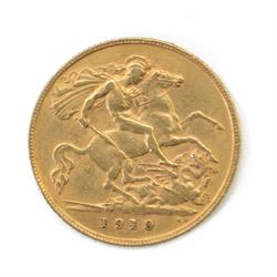 King Edward VII 1910 gold half sovereign coin
