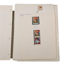 Football-themed stamps, including 'The World Cup Collection' in three folders, further first day covers, etc, in one box