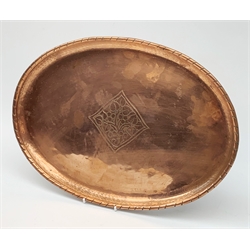 Hugh Wallis Arts and Crafts hammered copper tray, 39cm x 28cm