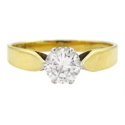 18ct gold single stone round brilliant cut diamond ring, Birmingham 1975, diamond approx 0.55 carat