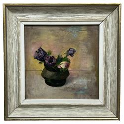 James Neal (Northern British 1918-2011): 'Anemones', oil on board signed, titled verso 19cm x 19cm