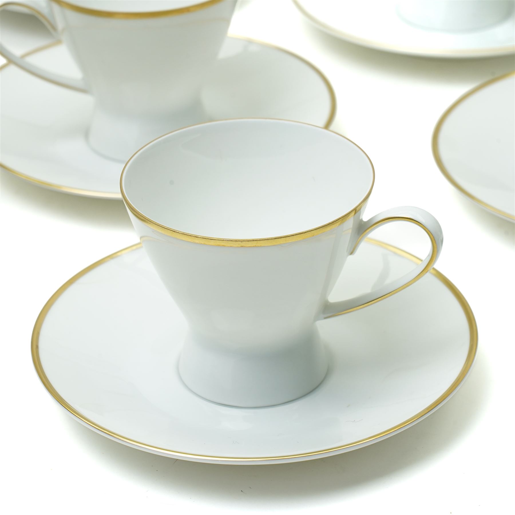  Rosenthal - mid-20th century 'Form 2000' coffee set  with gilt rims comprising twelve cups and saucers and coffee pot
