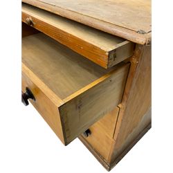 Victorian pine chest, rectangular top over shallow top drawer and three long drawers