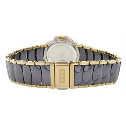 Rado Diastar ceramic wristwatch, Ref. 129.0301.3, on ceramic bracelet, boxed and a Rado Jubilé wristwatch, Ref. 129.3577.4N, diamond set dial, on original black leather strap with buckle, boxed with papers and guarantee dated 1990
