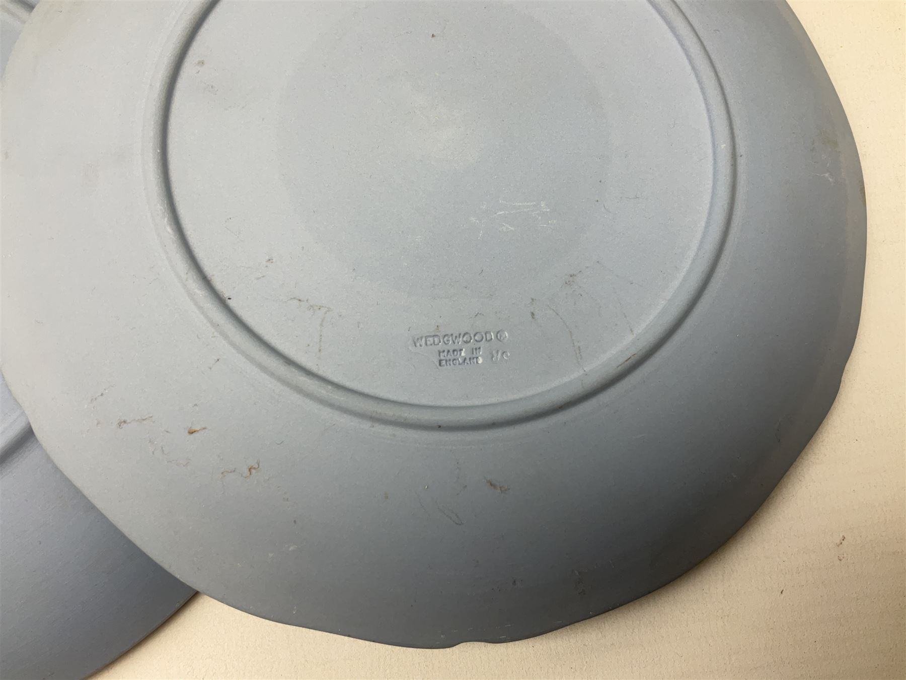 Collection of Wedgwood, to include queensware pattern fluted vase and plate, green majolica leaf dish, Jasperware in blue, green and black, to include covered trinket boxes, vases, plates etc   