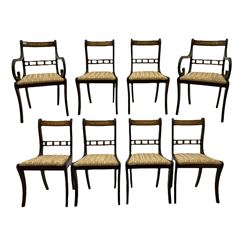 Set of eight Regency style mahogany dini
