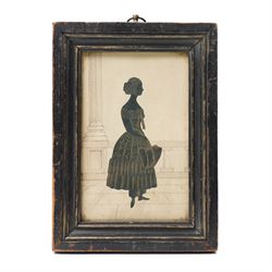 Pair of early 20th century oval male and female silhouette portraits, one indistinctly signed and in ebonised frames 11cm x 8cm, a silhouette of a Victorian lady with gilt highlights and a silhouette of Sir Alexander Thompson by W.W.M Esq, published by W Cribb April 1817 (4)