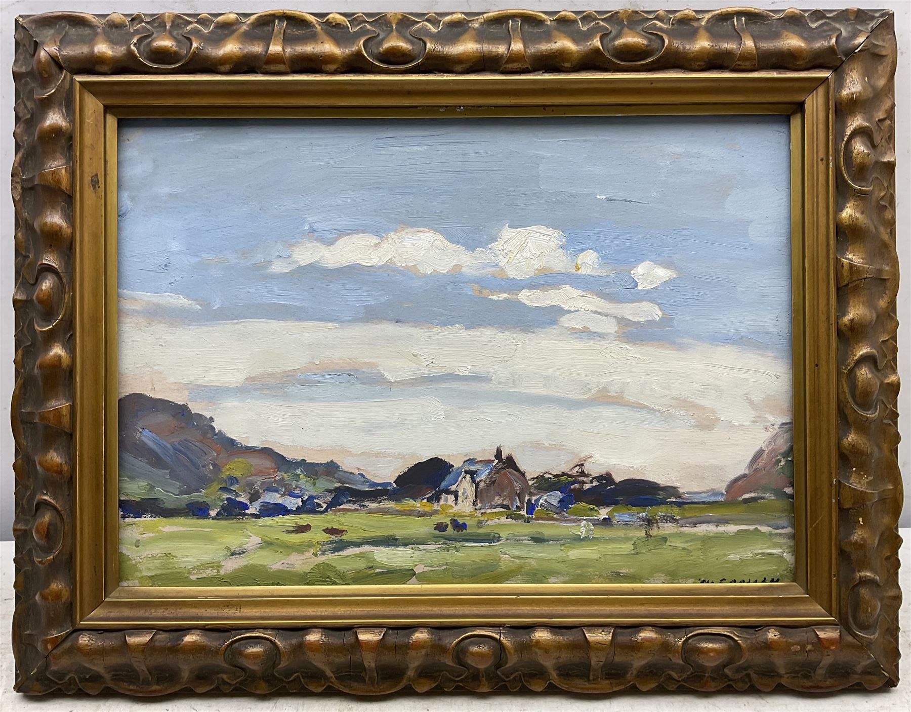M Coonan (Northern British fl.1910-1925): 'The Little Farm - North Wales', oil on board signed, titled verso 23cm x 34cm