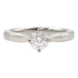 Platinum single stone round brilliant cut diamond ring, hallmarked, diamond approx 0.45 carat