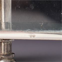 Chas Frodsham, London - Miniature carriage clock with white dial in engraved silver case on compressed bun feet, London assay H10cm 