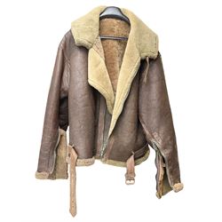Irvin leather flying jacket with sheepskin lining, probably WW2 RAF, pit-to-pit measurement 43