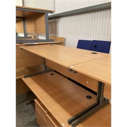 Two light beech rectangular office desks - THIS LOT IS TO BE COLLECTED BY APPOINTMENT FROM DUGGLEBY STORAGE, GREAT HILL, EASTFIELD, SCARBOROUGH, YO11 3TX