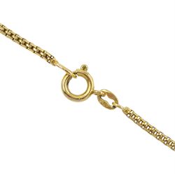 Gold jade pendant, on gold chain link necklace, both 9ct