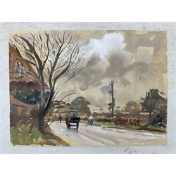 Jean Alexander (British 1911-1994): Views in Suffolk, comprising: 'Morning on the Shore - Aldeburgh July 1984', 'Sunshine on the Backwater - Aug '85 with Stephanie', 'Stormy Weather - High Sea near East Terrace Aug 1988', 'Walberswick - July 1990', 'Squally Weather near Bungay (outside Joan's house Broom Tuns) Jan 1990', 'Polzeath N. Cornwall - August 1989', and another untitled, watercolours, each signed, variously titled and dated verso, the titled 27.5cm x 37.5cm (unframed), the other 25cm x 27cm (mounted) (7)