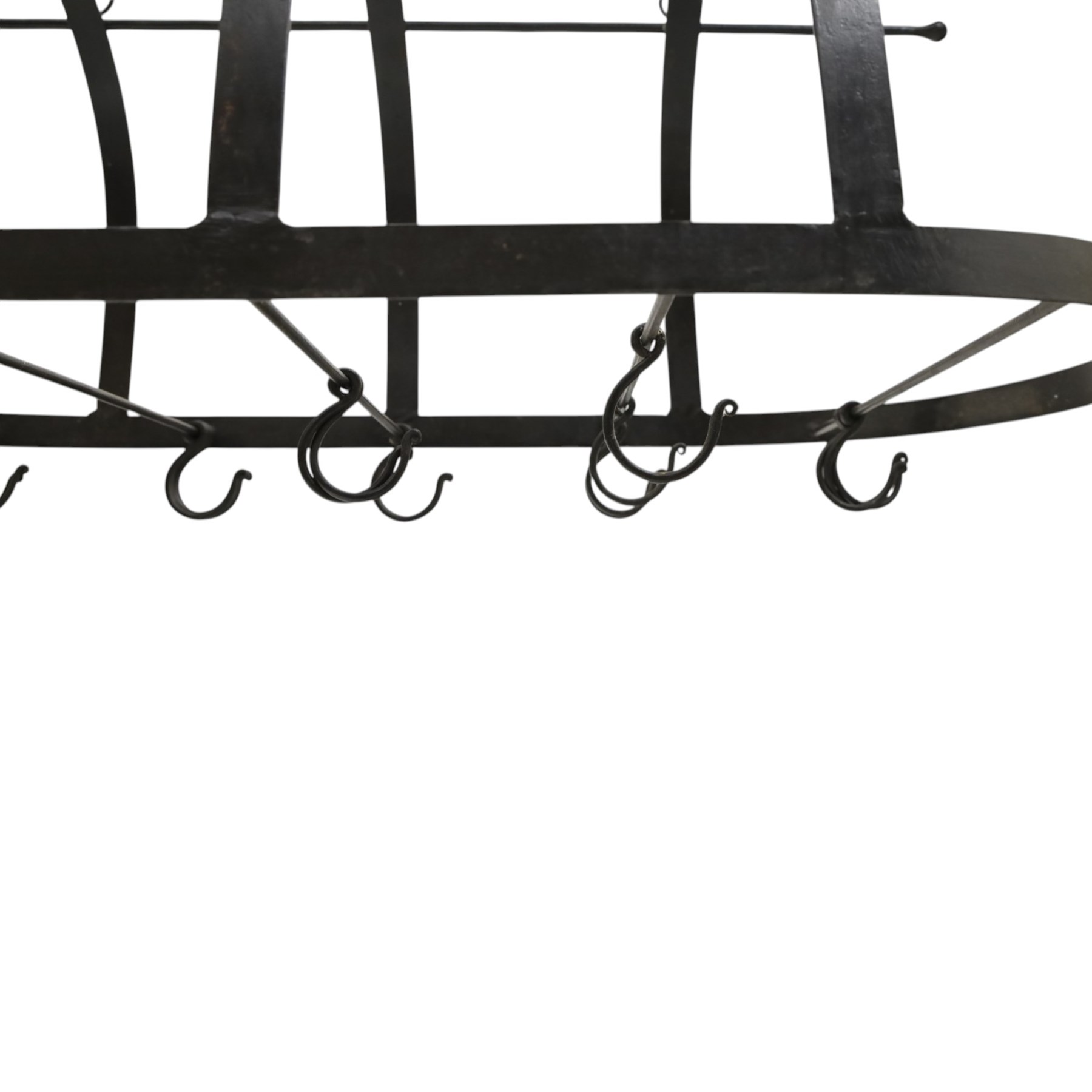 Wrought iron Kitchen hanging pot rack  L80cm and a brass milk pail 