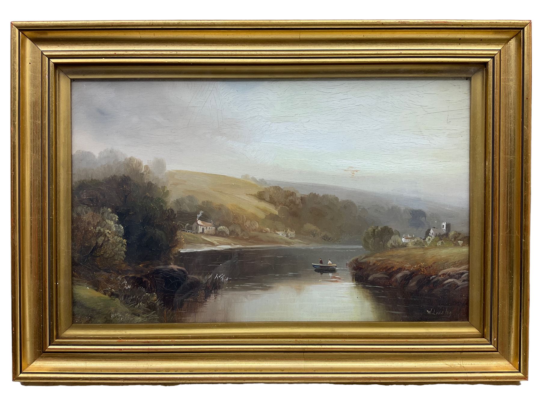 Walter Linsley Meegan (British c1860-1944): Tadcaster Church and On the Wharfe at Collingham, pair oils on canvas signed 24cm x 39cm (2)