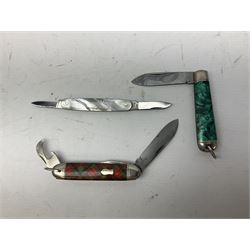 Nine pocket knives including two Ravi folding knives, Richards of Sheffield single blade folding knife etc