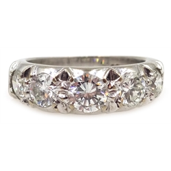  White gold five stone diamond ring stone diamond ring, hallmarked 18ct, central diamond approx 0.4 carat  