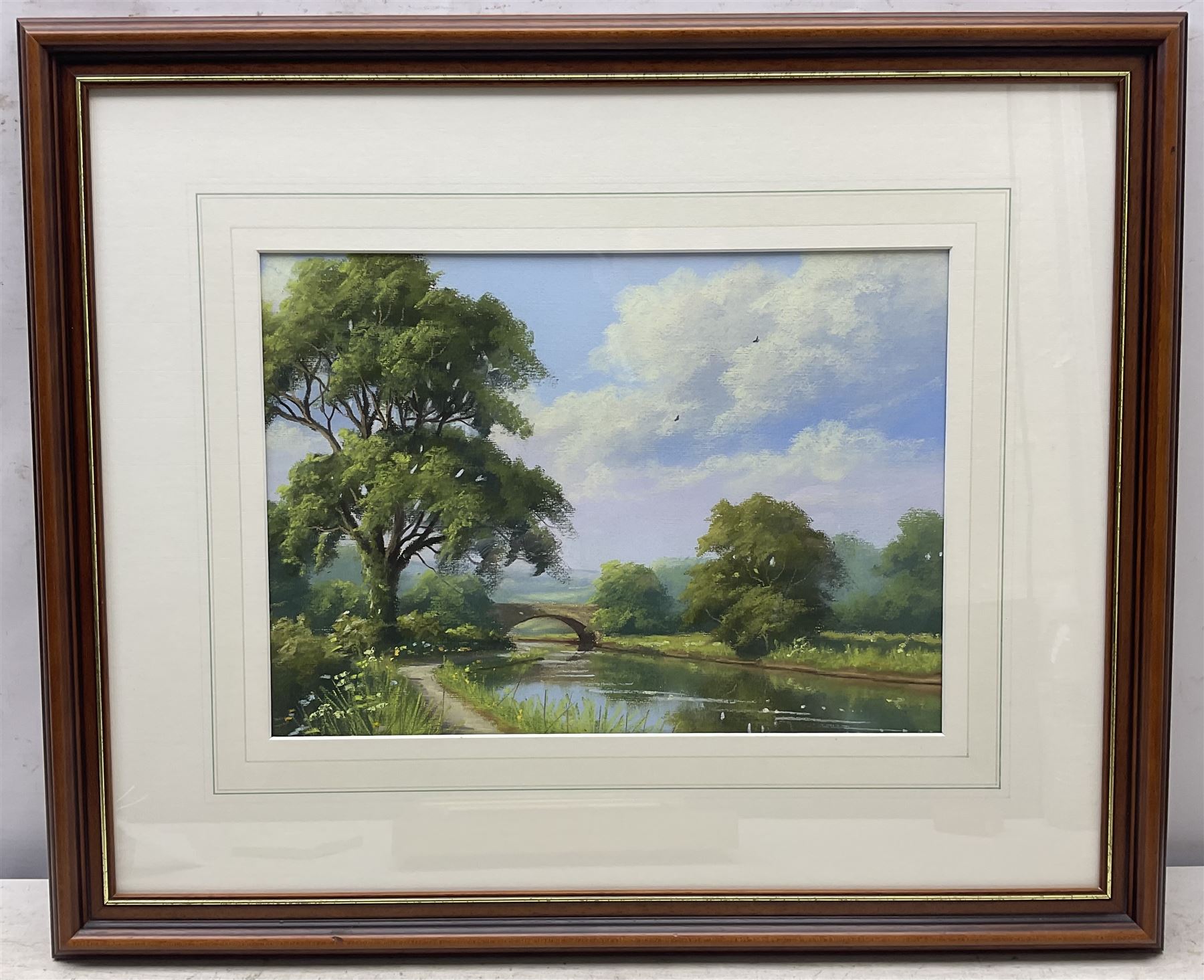 Vincent Selby (British 1919-2004): Cottage Scene, oil on canvas board signed 15cm x 19cm; Thomas Leighton (British 20th century): River and Stone Bridge, pastel unsigned, attributed verso 25cm x 36cm (2)