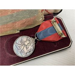 Two Imperial Service Medals to Elsie Hannah Ferguson and Fred Whitehead; each in original case; WWI Special Constabulary Medal to Inspr. Alfred W. Thompson; modern Prisoner of War Medal; cased; replica Victoria Cross and India Mutiny Medals with archive of information relating to Pte. Robert Newell V.C. 9th Lancers; replica Victoria Cross and George Cross with miniatures; and other replica medals etc