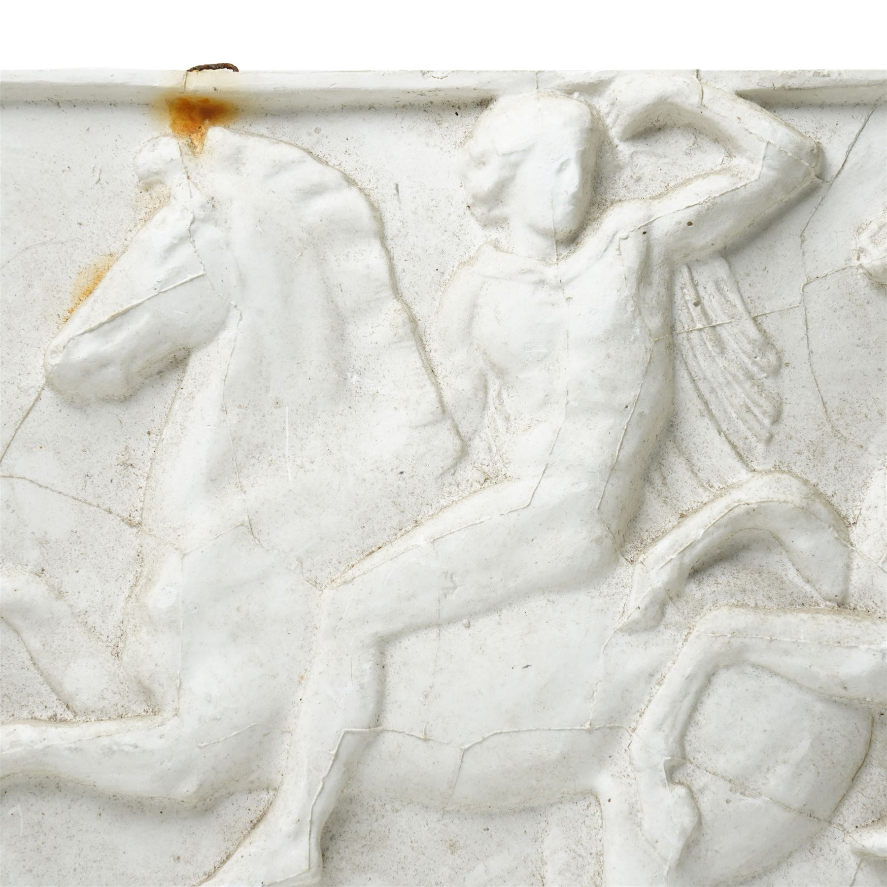 After the Antique - Relief moulded plaster panel of classical figures on horseback 27cm x 43cm