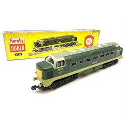 Hornby Dublo - three-rail Deltic Type Diesel-Electric Co-Co locomotive 'St. Paddy' No.D9001with tested tag in blue striped box