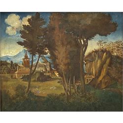 Continental School (18th/19th century): Italianate landscape, oil on panel unsigned 25cm x 28cm