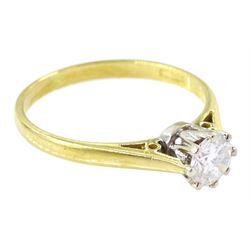 18ct gold single stone round brilliant cut diamond ring, London 1982, diamond approx 0.45 carat