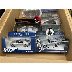Two Toy State 007 large scale radio controlled cars - Aston Martin DB5 and Aston Martin DBS; eight other Toy State 007 James Bond vehicles; and ten other James Bond vehicles by Corgi and Fabbri; all boxed (20)