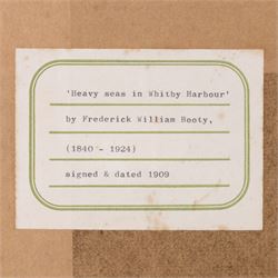 Frederick William Booty (British 1840-1924): Whitby Piers in Stormy Seas, watercolour signed 56cm x 84cm